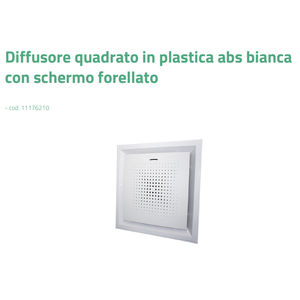 Diffuseur carré en plastique ABS blanc Tecnosystemi pour climatiseur avec écran perforé, produit pour systèmes HVAC - Product Image 3
