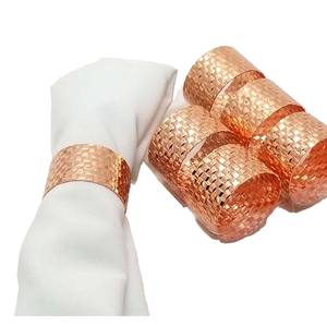 Lumière européenne luxe plaqué or rond de serviette cuisine mariage restaurant gaufré feuille design vaisselle rond de serviette - Product Image 6