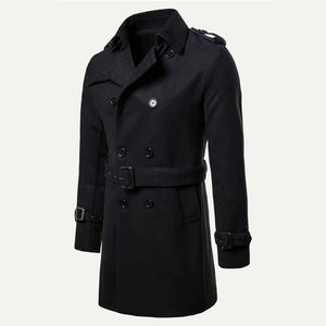 เสื้อโค้ทกันหนาวขนยาวของผู้ชาย, เสื้อโค้ทขนแกะสีดำหรูหราและอบอุ่น - Product Image 3