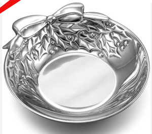 Beautiful Bow Designer Round Shape Metal <b>Silver</b> Finished Food Serving <b>Bowl</b> For Hotel Home - Product Image 1
