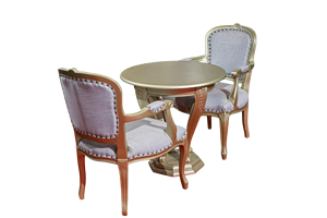 Ensemble de table basse moderne à 2 chaises en bois massif durable Louis Luxury Mid-Century pour meubles de salon à la maison - Product Image 2