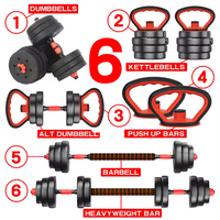 Precio de Fábrica, Juego de Mancuernas Ajustables 6 en 1 de 10 kg, de Goma y Hierro Fundido, Barras Multifuncionales para Entrenamiento de Brazos, Uso Doméstico, Logotipo Personalizado