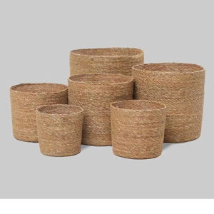 <b>Large</b> Handmade Seagrass Decorative Storage Basket with <b>Ring</b> Handles Woven Organizer for Kids' Storage - Product Image 1