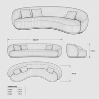 Modernes Wabi-Sabi Organisches Gebogenes Ausziehbares Sofa aus Strukturiertem Bouclé-Stoff, Minimalistisches Zen-Ecksofa für Wohnzimmer, Fitnessraum und Einkaufszentrum