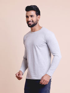 เสื้อเชิ้ตแขนยาวสำหรับผู้ชายแบบลำลองมีโลโก้ตามสั่งเสื้อยืดแขนยาวแบบสีเทา - Product Image 4