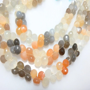 Cuentas de Piedra Lunar Multifacéticas de Alta Calidad, Tamaño Personalizado, Forma de Gota de Cebolla, Briolette, 100% Naturales, 5 Hilos Completos de 8'' de Terceros - Product Image 5