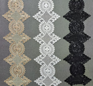 Soft Polyester/Cotton Metallic Net Sequence Embroidery Rhinestone Lace Smooth Touch Bridal Wear Lehenga Decoration TSL Brand - Product Image 2