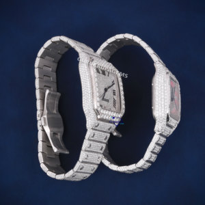Lujosos relojes de pulsera para parejas de alta calidad Iced Out Hip Hop Moissanite Diamond Reloj mecánico de acero inoxidable - Product Image 3