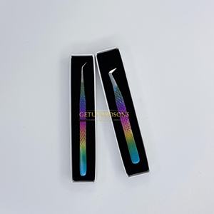 Pinzas para Extensión de Pestañas de Acero Inoxidable Getup Brosons Impex, Aislamiento de 45 Grados, Punta de 90 Grados, Recubrimiento en Polvo Multicolor - Product Image 4