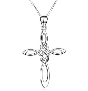 Bijoux signe infini amour éternel coeur noeud celtique croix pendentif collier bijoux en acier inoxydable - Product Image 1