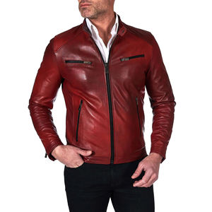 Veste en cuir avec logo personnalisé de haute qualité Vêtements de mode Veste en cuir coupe-vent pour hommes Matériau de qualité supérieure - Product Image 1