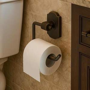 Porte-papier toilette décoratif en fer noir pour une amélioration élégante de l'intérieur de la salle de bain, porte-papier toilette mural en fer - Product Image 2