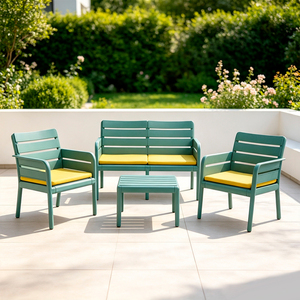Juego de Muebles de Patio Modernos para Exteriores, Fabricados en PP con Tratamiento UV, Cojines Impermeables, Capacidad de Carga Máxima de 150 kg, Juego de Conversación para Jardín - Product Image 2