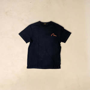 T-shirt décontracté Evisu Streetwear avec grand logo, jersey en coton premium 200 grammes, coupe ample, noir uni, impression sérigraphique - Product Image 2