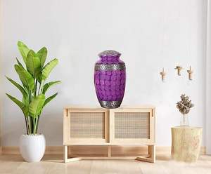 Silver Engraved Aluminium Cremation Urn for Human <b>Ashes</b> Adult Male Female Pets Cat <b>Dog</b> Urn Large Burial Funeral (Purple) - Product Image 2