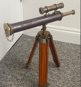 Solid Brass Double Barrel Telescope With Wooden <b>Tripod</b> Nautical Antique Style Handmade Stand Brass Telescope Best Item for Gift - Product Image 1