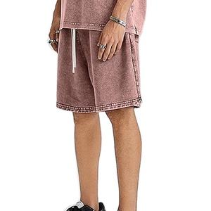 Pantalones cortos de gimnasio de algodón 100% para hombre al por mayor, ropa de calle Vintage con lavado ácido desteñido al sol, logotipo personalizado, tejido transpirable - Product Image 1