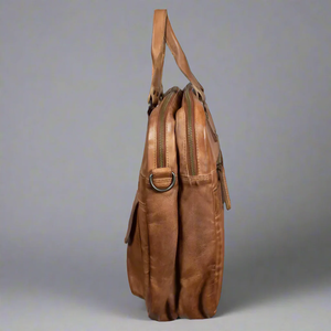 Bolso Mensajero para Portátil de Cuero Genuino Color Bronceado, Maletín de Negocios para Hombre, Estilo Vintage para Oficina, Hecho en EE. UU. - Product Image 2