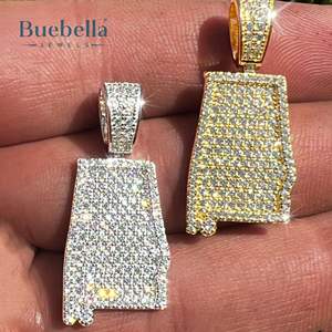 Colgante con nombre cursivo personalizado, de 18 quilates chapado en oro y plata 925, joyería de estilo Hip Hop para hombre con abalorio de moissanita - Product Image 3