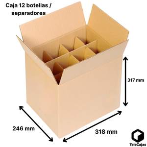 Cajas Reciclables para 12 Botellas de Vino, Dimensiones Internas 32x25x32 cm, con Divisores de Malla - Product Image 2