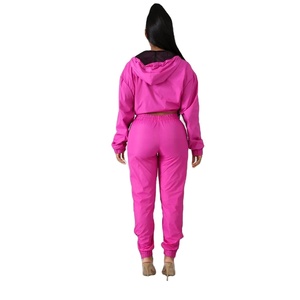 Hot Selling <b>Windbreaker</b> Cropped Hoodies and Trouser 2 Piece Tracksuit Set for <b>Womens</b> With Custom Logo 2025 - Product Image 4