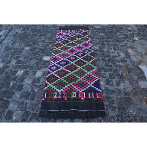 Alfombra de lana Beige étnica clásica 2,5X7,1 pies Vintage turco geométrico Patchwork látex para área grande pasillo alfombra de habitación rectangular - Product Image 1