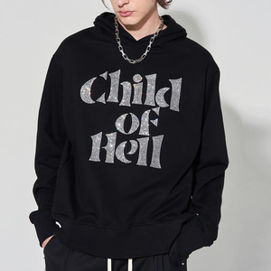 Sweat à capuche surdimensionné en coton 100% avec strass brillants personnalisés, lavage à l'acide, style vintage streetwear, fermeture éclair, poche, hiver - Product Image 1