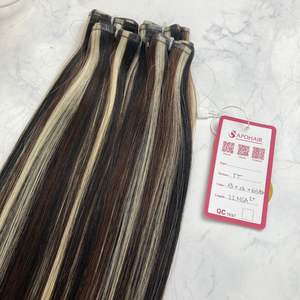 Extensiones de cabello humano virgen Remy 100% de alta calidad, máquina de trama doble de 20 pulgadas, onda recta, origen de Vietnam, Color Natural - Product Image 1