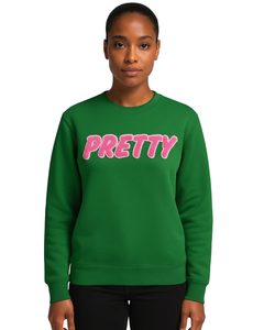 Sweat-shirt à col rond vert pour femme, vêtements de sororité grecque, pull rose et vert, sororité universitaire, vêtements grecs décontractés - Product Image 1