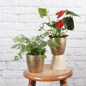 Pot de fleur en étain vintage classique pot de fleur en étain carré pot d'arrangement de fleurs - Product Image 3