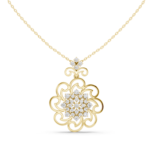 Colgante Étnico de Oro Amarillo de 14K de Primera Calidad con Piedra Cultivada en Laboratorio de Corte Brillante, Regalos de Aniversario de Boda y Compromiso, Diamante de Alta Gama - Product Image 1