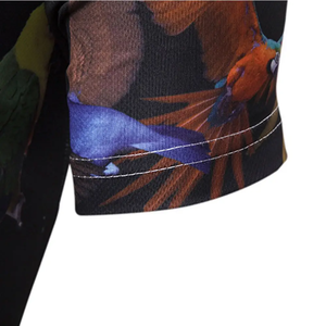 Sublimation personnalisée pour chemise homme |   T-shirt de golf à imprimé intégral avec motif d'oiseau perroquet tropical |   Vêtements de sport OEM à séchage rapide en Spandex/Polyester - Product Image 5