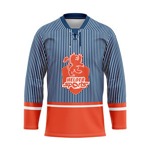 Ensemble d'uniformes en sergé rayé par sublimation OEM Design réversible de maillots de hockey sur glace sur mesure avec nom d'équipe - Product Image 5