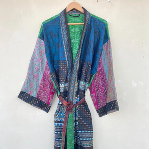 Kimono de seda crepé, bata de maternidad, vestido de gasa, ropa de salón, ropa de dormir larga, bata Hippie, verano, otoño, primavera, estilo informal, tamaño libre - Product Image 2