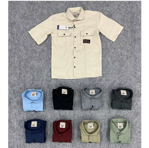 2024 verano niños personalizado liso Waffle patrón camisa manga corta Drop-Shoulder Dobby tela de algodón para niños - Product Image 2