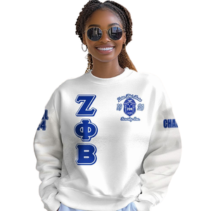 Sweat-shirt à col rond pour femme Zeta Phi Beta Sorority, bleu 1920, lettres grecques brodées - Product Image 4
