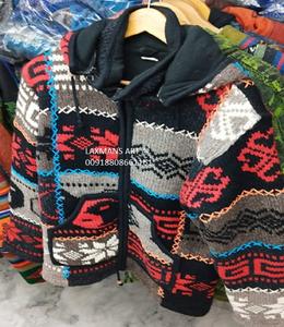 Vestes d'hiver népalais en laine sweats à capuche de l'Inde vestes d'hiver en laine teintées à fermeture éclair vestes Patchwork veste népalaise laine polaire - Product Image 5