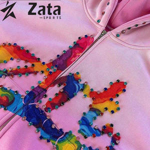 เสื้อฮู้ดผู้ชายสำหรับฤดูหนาวพลอยเทียมสีทึบปักลาย420จางหายไปจาก460 500 GSM แบบสวมหัว - Product Image 4