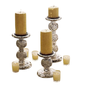 Ensemble de 3 bougeoirs et photophore de designer antiques décoratifs uniques et écologiques pour mariage au restaurant à la maison - Product Image 2