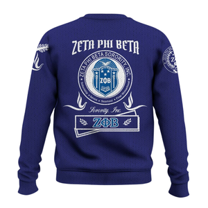 ZPhiB 1920 Zeta Phi Beta azul blanco suéter hermandad de punto Chenille letras vida griega Divine Nine ropa Premium - Product Image 2