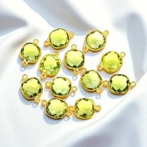 925 Argent Coussin Citron Quartz Gemstone Fait Main Double Bail Charm Connecteur - Product Image 1
