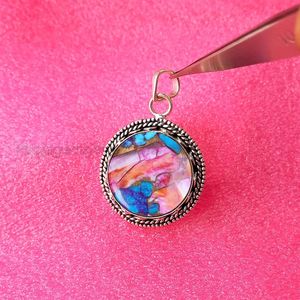 Abalorios de Plata 925 con Engaste de Bisel y Piedras Preciosas, Joyería Bohemia Hecha a Mano, Baño de Rodio, Regalo de Aniversario para Ella, Turquesa Rosa Espinosa - Product Image 1