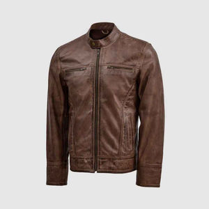 Chaqueta de Cuero Premium para Hombre - Estilo Urbano Moderno, Impermeable y Cortavientos, con Logotipo Frontal, para Uso Diario Informal - Product Image 1