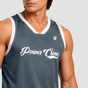 Débardeur de basket-ball gris en PU pour homme, coupe classique - Product Image 5