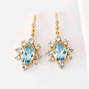 ต่างหูแฟชั่นสีฟ้าบุษราคัมต่างหูขนาดเล็กทันสมัยเครื่องประดับประณีตต่างหูเงินสเตอร์ลิง - Product Image 4