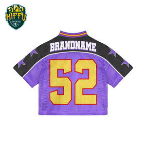 Camiseta de fútbol americano para hombre, ropa de calle recortada de gran tamaño de malla de poliéster Atlético personalizada con logotipo impreso de manga corta - Product Image 2