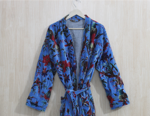 Bata de Terciopelo con Estampado de Aves, Chaqueta Estilo Boho, Bata Estilo Kimono Japonés, Abrigo Suave y Cómodo - Product Image 4