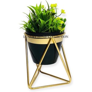 Jardinière en métal design faite à la main avec un aspect poli unique pour la décoration esthétique de la maison et du bureau - Product Image 1