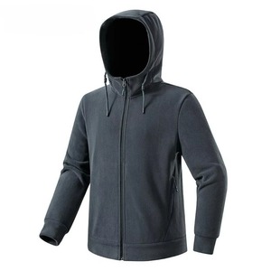 Sweat-shirt à capuche zippé léger coupe-vent à séchage rapide pour homme, coupe régulière, veste de sport à manches longues en polyester et coton - Product Image 4