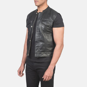 Gilet de moto en cuir de haute qualité pour hommes, gilet d'hiver en cuir d'extérieur, gilet de moto personnalisé, prix bas, OEM - Product Image 6